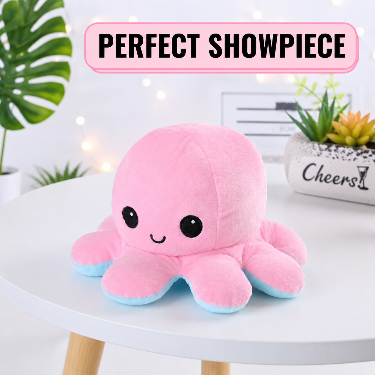 Reversible Octopus Teddy | Original Double-Sided Mood Toy (Pink & Blue)