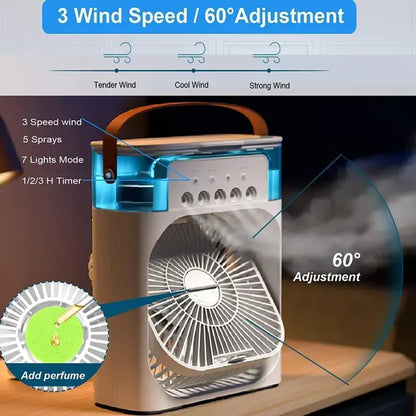Mini Portable Air Cooler - Evaporative Cooler Fan with RGB Lights