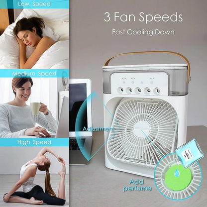 Mini Portable Air Cooler - Evaporative Cooler Fan with RGB Lights