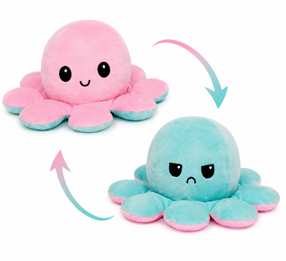 Reversible Octopus Teddy | Original Double-Sided Mood Toy (Pink & Blue)