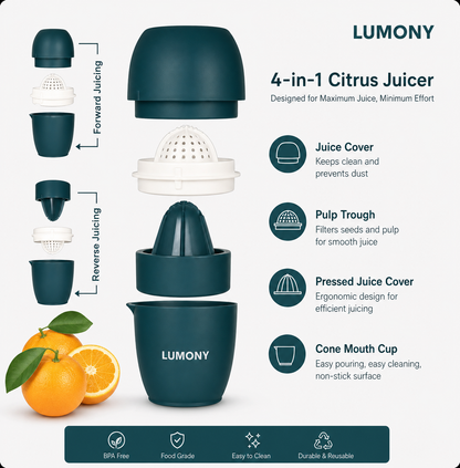 LUMONY Manual Juicer - Effortless Fresh Squeezed Orange & Lime Juice