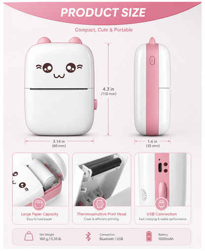 Mini Printer: Inkless Pocket Thermal Printer
